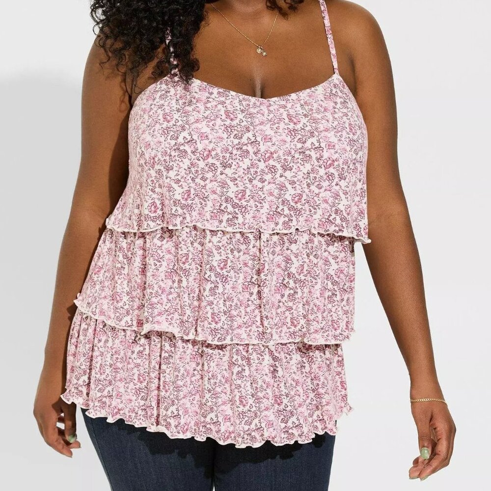 TORRID 3x Heritage Slub Square Neck Tiered Cami